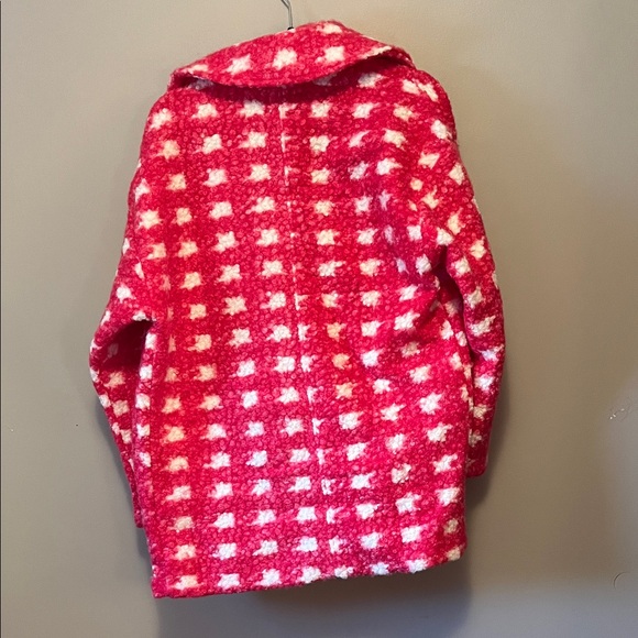 NWT - Active USA Pink & White Houndstooth Plush Pea Coat - Picture 8 of 9